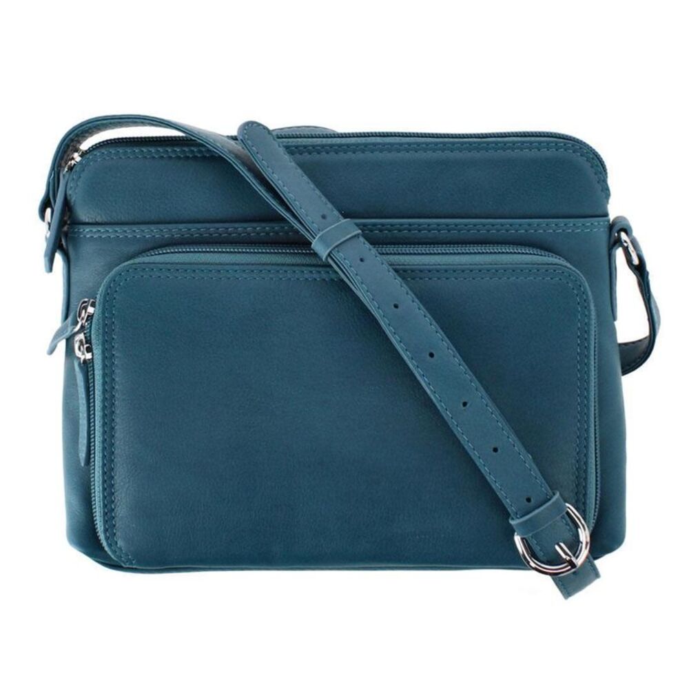 CTM Women's Leather Shoulder Bag Purse with Side Organizer